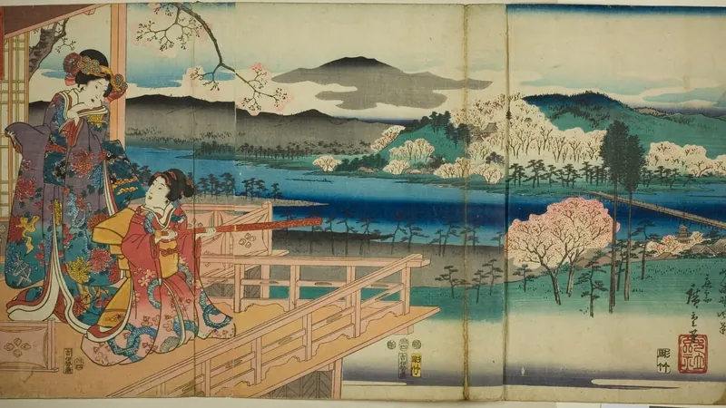 View of Sagano (Sagano fukei), from the series "A Modern Genji Picture Contest (Furyu Genji e-awase)" by Utagawa Kunisada I (Toyokuni III)