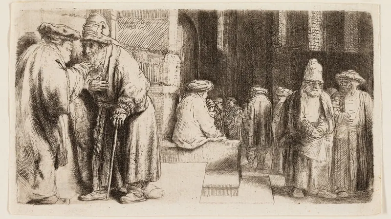 Jews in the Synagogue by Rembrandt van Rijn