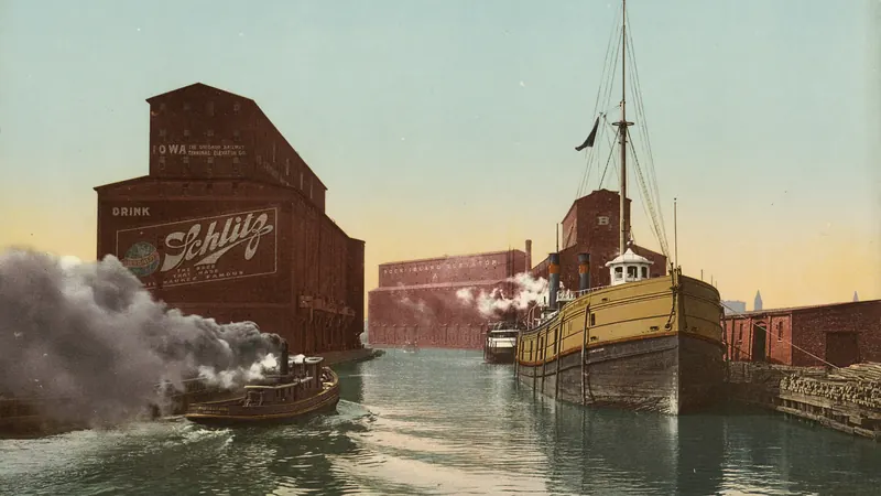 South Branch of the Chicago River at 14th Street 1900 photochrom by Detroit Publishing Co