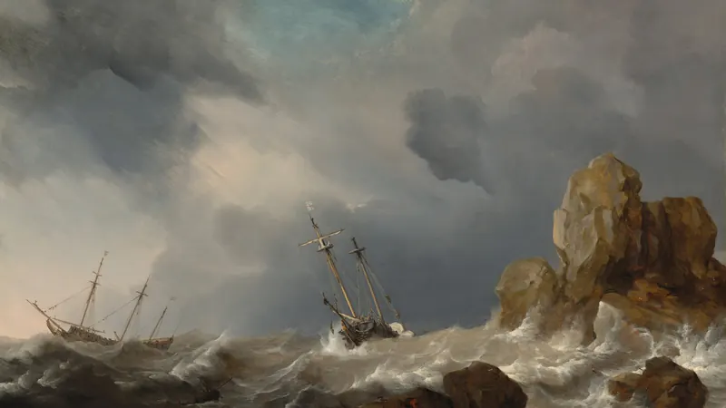 Ships in a Gale by Willem van de Velde the Younger