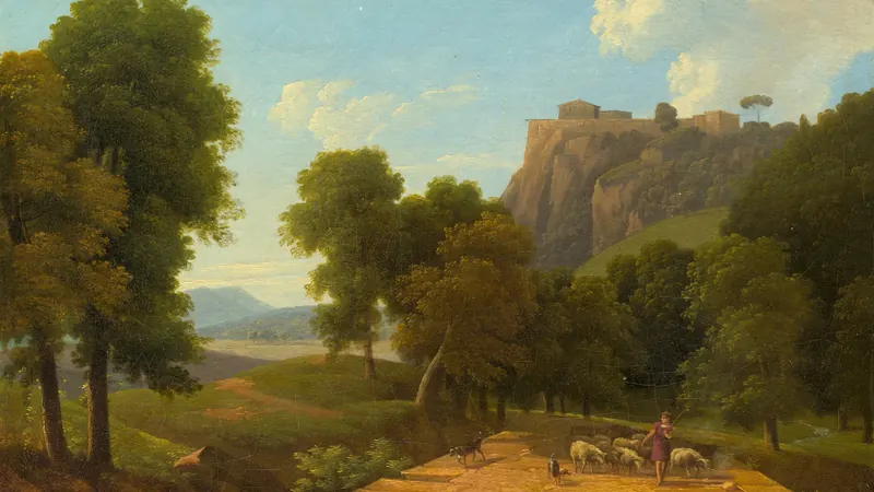 Shepherd with His Flock by Jean-Victor Bertin