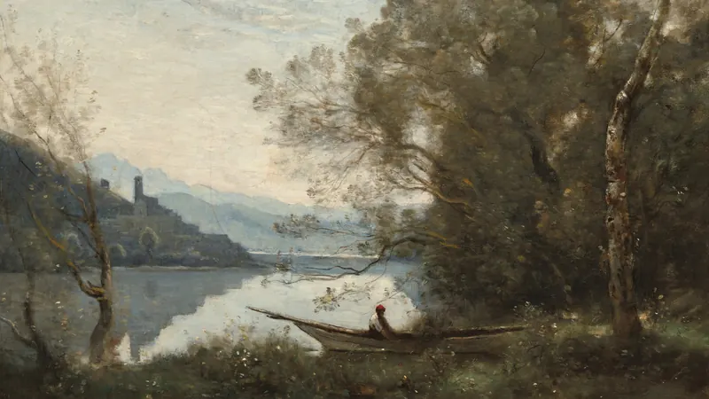 The Moored Boatman: Souvenir of an Italian Lake by Jean-Baptiste-Camille Corot