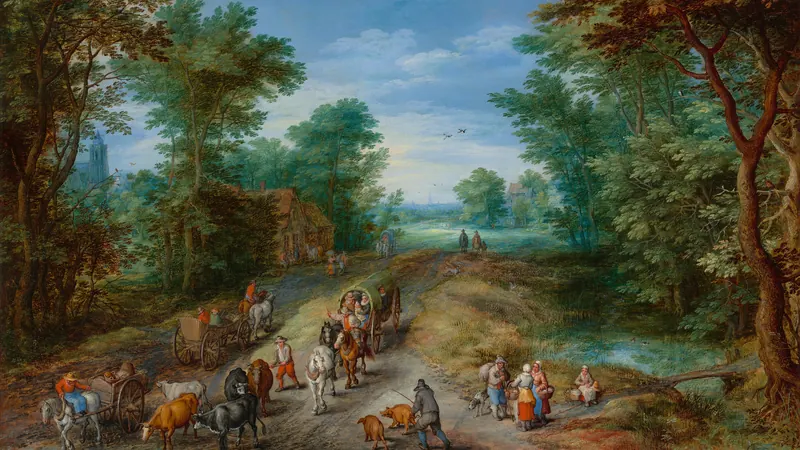 Wooded Landscape with Travelers by Jan Brueghel the Elder