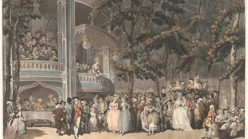 Vauxhall Gardens by Robert Pollard and Francis Jukes after Thomas Rowlandson, published by John Raphael Smith