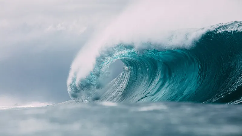 White and blue ocean waves by Matt Paul Catalano