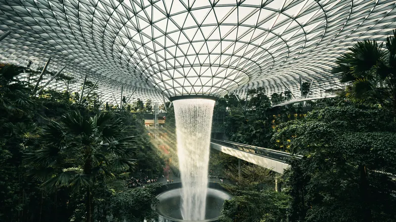 Water fountain in the middle of garden by Albert Vincent Wu