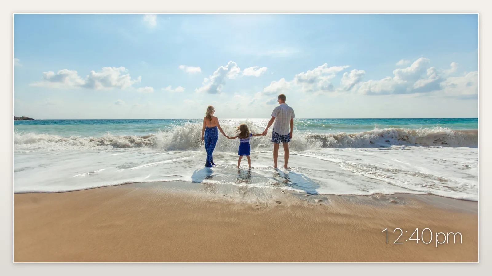 Your own photos, in the same frame as the paintings